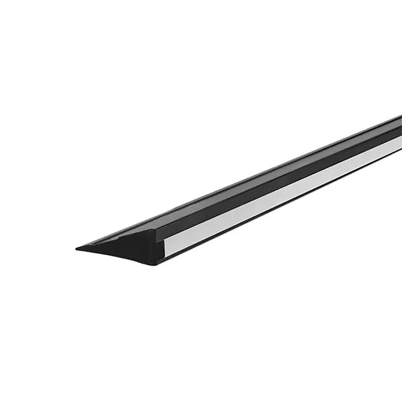 Kit perfil aluminio triangular para sobreponer en repisas acabado negro ILUPA2408NKIT. -L:2m A:2.3cm Al:0.8cm- incluye difusor y 2 tapas laterales de iLumileds