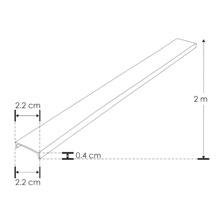 Kit perfil aluminio trimless ILUPA6114KIT. -L:2m, A:2cm, Al1.4cm- incluye difusor y tapas laterales de iLumileds