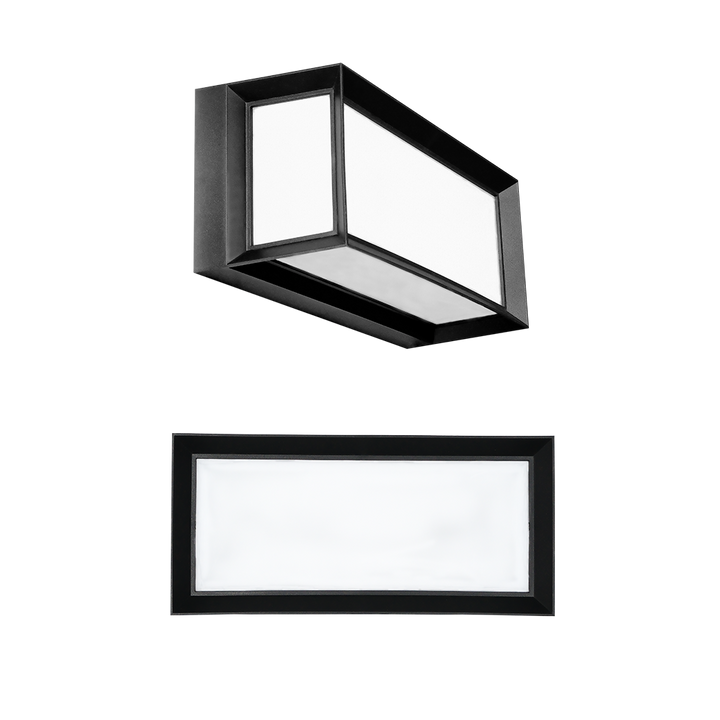 Wallpack decorativo enmarcado 20W luz cálida (3000K) 85-265V, de policarbonato negro de iLumileds