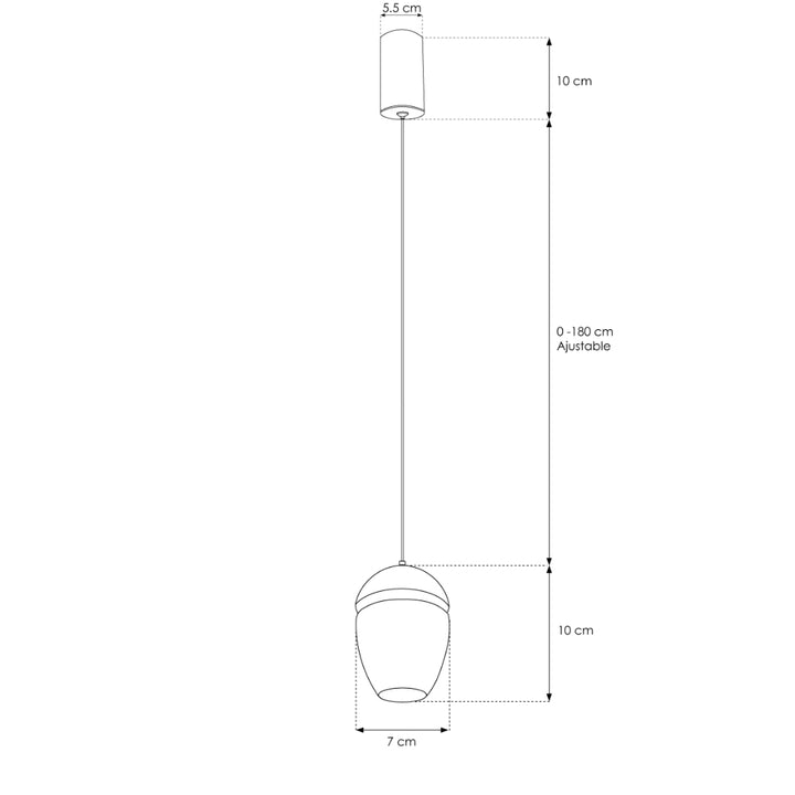 Luminario Zandor Ovoide de luz acabado negro para suspender 5W 24° luz cálida (3000K), suspensión ajustable 0-185cm de línea Europea iLumileds