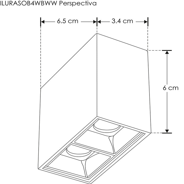 Downlight sobreponer Rectangular Puntual dos cuerpos ópticos 4W 30° CRI:90 de iLumileds