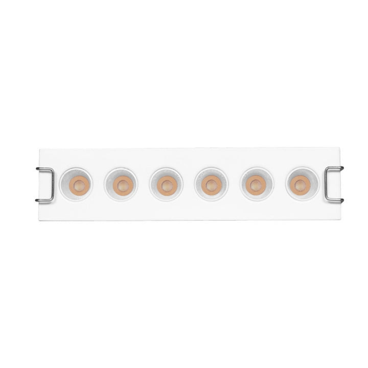 Luminario rectangular slim puntual 9W 36° CRI90 bajo deslumbramiento, todo blanco con 6 cuerpos, opciones color de luz 85-277V de iLumileds