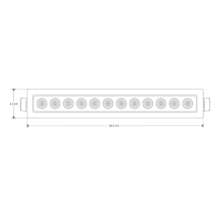 Luminario rectangular dirigible slim puntual 18W 36° CRI90 bajo deslumbramiento, todo blanco con 12 cuerpos, opciones color de luz 85-277V de iLumileds
