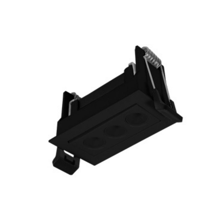 Luminario rectangular dirgible slim puntual 6W 36° CRI90 bajo deslumbramiento, todo negro con 3 cuerpos, opciones color de luz 85-277V de iLumileds