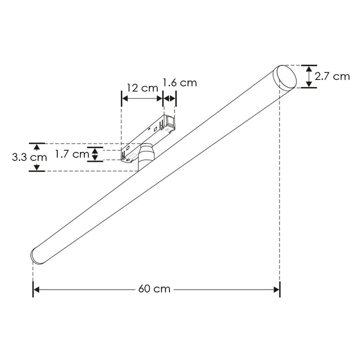 Luminario LED S14 dirigible 24W 360° (60cm) luz cálida (3000K) 48V para riel magenetico de iLumileds