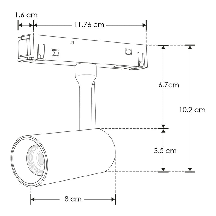 Proyector dirigible acabado blanco 7W 24° 3000K 48Vcc para riel magnético de iLumileds