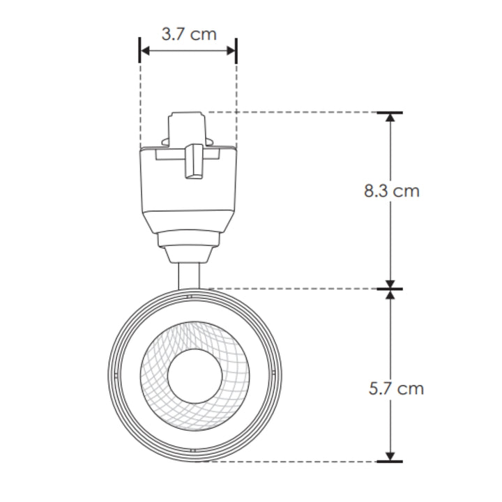 Proyector para riel electrificado 12W 35° acabado negro, color de luz seleccionable con switch (cálido - 3000K, neutro - 4000K, frío 6000K) 85-265V de iLumileds