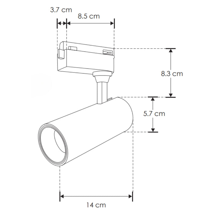 Proyector para riel electrificado 12W 35° acabado negro, color de luz seleccionable con switch (cálido - 3000K, neutro - 4000K, frío 6000K) 85-265V de iLumileds
