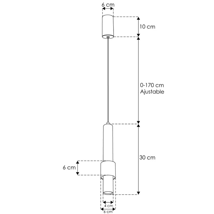 Luminario Kirico Cilíndro de luz acabado negro para suspender 5W 24° luz cálida (3000K), suspensión ajustable 0-170cm de línea Europea iLumileds