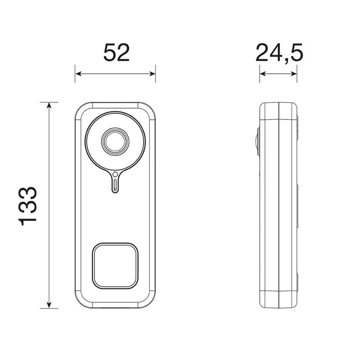 Kit timbre vídeo Wi-Fi ELVOX contiene 1 timbre vídeo con Wi-Fi integrado con cámara de vídeo, sensor anti manipulación, un alimentador 24Vdc de Vimar