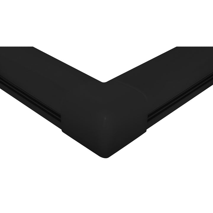 Kit de conector de metal, conector de mica negra traslucida, protector de cable negro, ángulo de 90° vista inferior, incluye set de tornillos, para perfil DXA19N de iLumileds