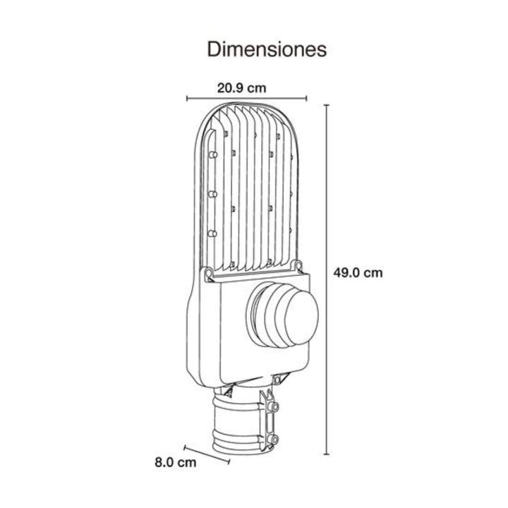 Luminario Alumbrado Público 100W Curva II media 5000K 100-277V con fotocelda protección 10kV de ICON