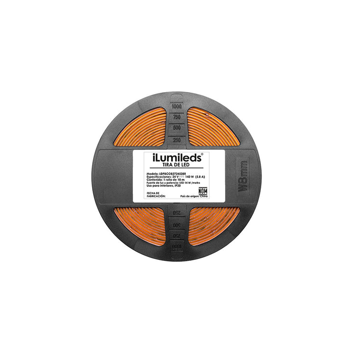 Tira LED COB rollo 10m 14W/m 24V CRI:90 con 528 chips/m opción de tonos de luz, con auto adhesivo de iLumileds