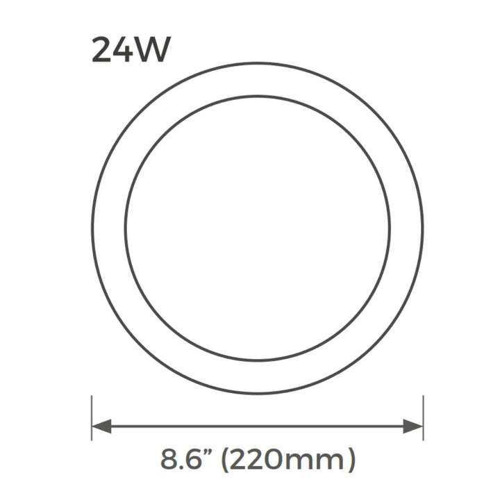 Panel Esscence Circular 24W (Ø22cm) para empotrar o sobreponer (incluye marco), color de luz selectable (cálido -3000K / neutro - 4000K / frío -5000K), acabado negro o blanco, 120-277V de Luceco
