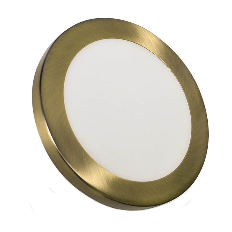 Downlight sobreponer o empotrar 20W con aro bronce antiguo, color de luz ajustable (cálida - neutra - fría) con switch 90-260V de Megamex