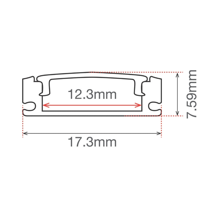 Perfil de aluminio para tira LED, 2 metros blanco, 17.3*7.59mm interior: 12.3mm de ICON