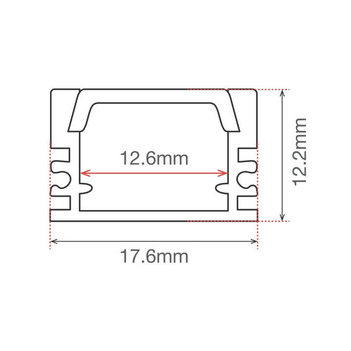 Perfil de aluminio para tira LED, 2 metros blanco, 17.6*12.2mm interior: 12.6mm de ICON