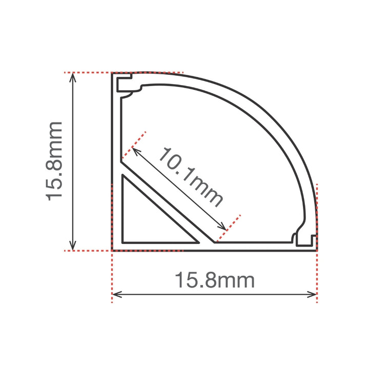 Perfil de aluminio para tira LED, 2 metros blanco, 15.8*15.8mm interior: 10.1mm de ICON