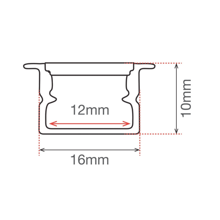 Difusor para perfil de aluminio, 2 metros blanco, 16*10mm interior: 10mm de ICON
