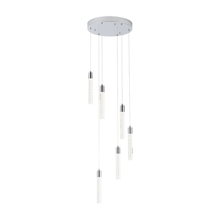 Lámpara colgante MANHATTAN 6 luces 36W, color de luz selectable cálida 3000°K / neutro 4000°K / frío 6000°K, atenuable, 127V de Quor Lighting - Q90106-CH