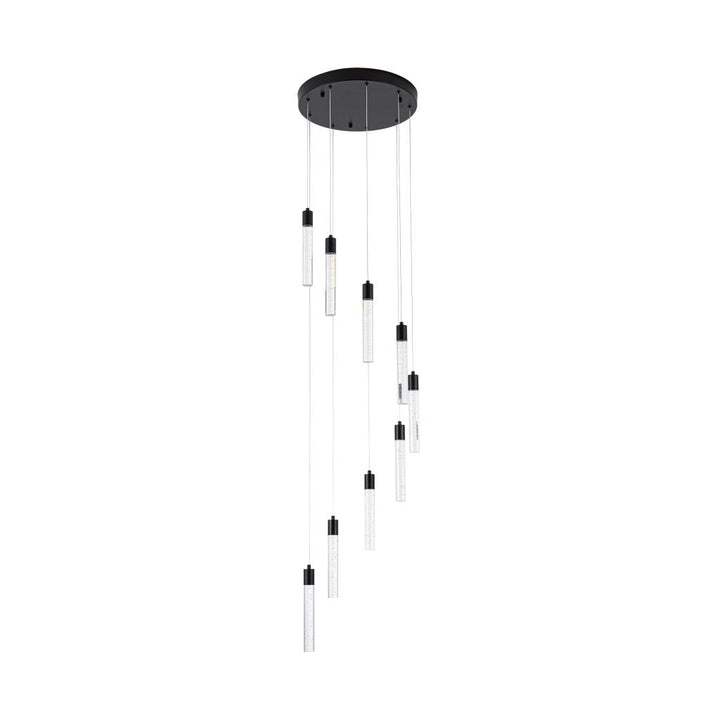 Lámpara colgante MANHATTAN 9 luces 43W, color de luz selectable cálida 3000°K / neutro 4000°K / frío 6000°K, atenuable, 127V de Quor Lighting - Q90109-BK