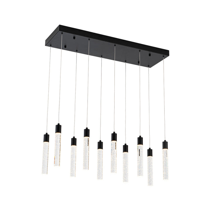 Lámpara colgante MANHATTAN 10 luces 49W, color de luz selectable cálida 3000°K / neutro 4000°K / frío 6000°K, atenuable, 127V de Quor Lighting - Q90110-BK