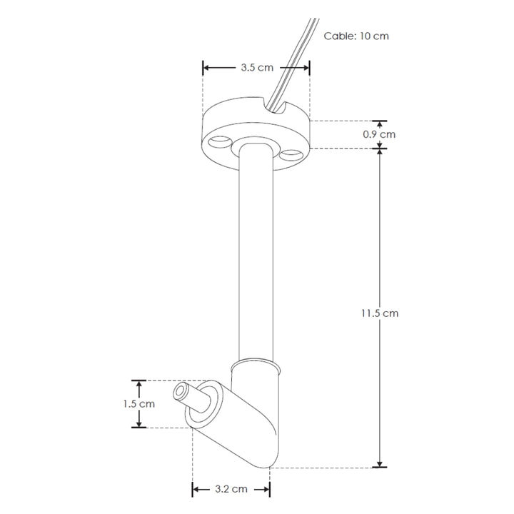 Base de sujeción para sobreponer en pared o techo, incluye conector macho de 90° con par de cables internos de 10cm, policarbonato acabado negro para modelos ILURBKLT05WWWB e ILURBKLT05WNW de la serie RUB CUBE de iLumileds