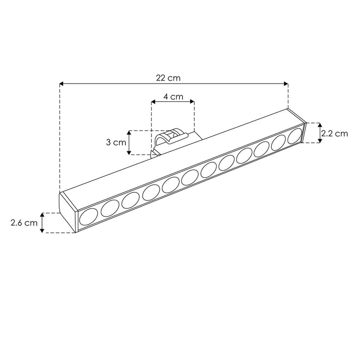 Luminario puntual con 12 cuerpos ópticos para riel RBKLT 12W 24° 24Vcc opciones color de luz atenuable de la serie RUB CUBE de iLumileds