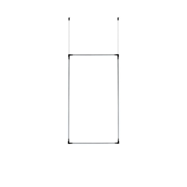 Luminario para suspender serie RUB CUBE 34W 24Vcc 100° opciones color de luz, incluye dos líneas luminosas y dos rieles iluminados con accesorios para fijación