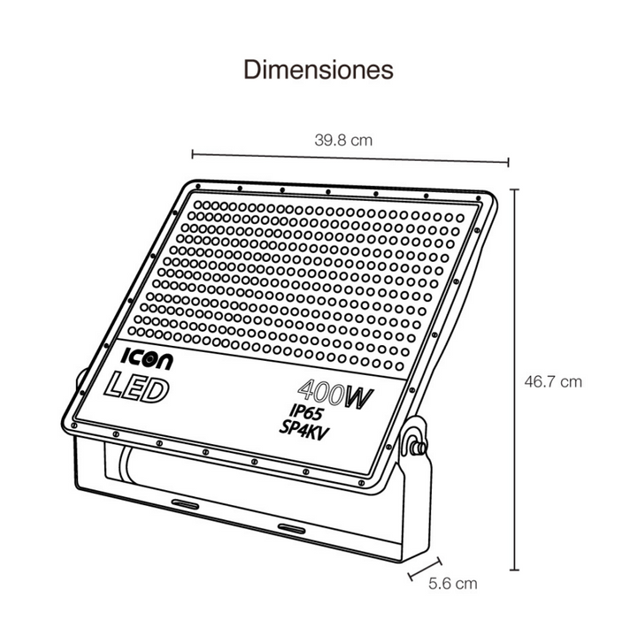 Reflector LED 400W acabado negro luz neutra fría (5000K) 100-277V IP65 de ICON