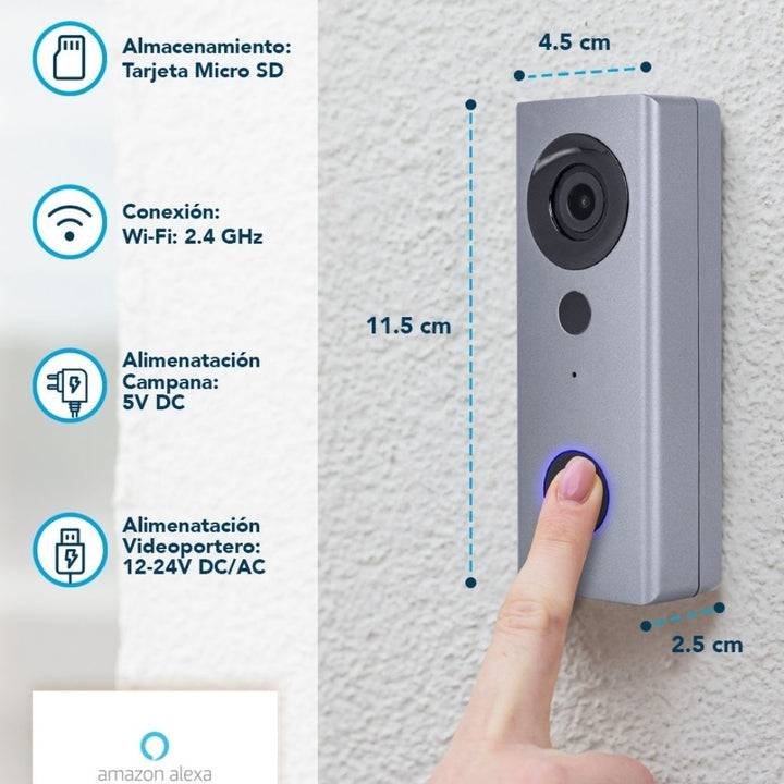 Video portero y campana Smart WiFi, cuenta con cámara y micrófono dos vías, sensor de movimiento y visión nocturna de ICON