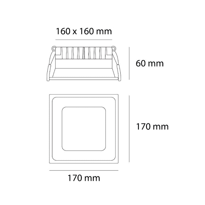 Dimensiones de Downlight Luzia 24W (17 x 17cm) de AURO Lighting — SKU AIT8936SN