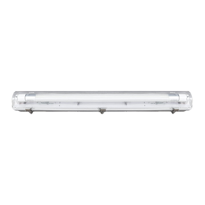 Luminario a prueba de vapor y agua de 66cm para tubos T8 / T5 (incluye base G13) IP65, cuerpo de policarbonato y broches de acero inoxidable de Philco