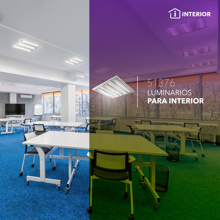 Panel LED 59.8x59.8cm incluye 3 tubos T8 de 10w 100-265V, color de luz frío (6500K) cuerpo de aluminio acabado blanco de Philco