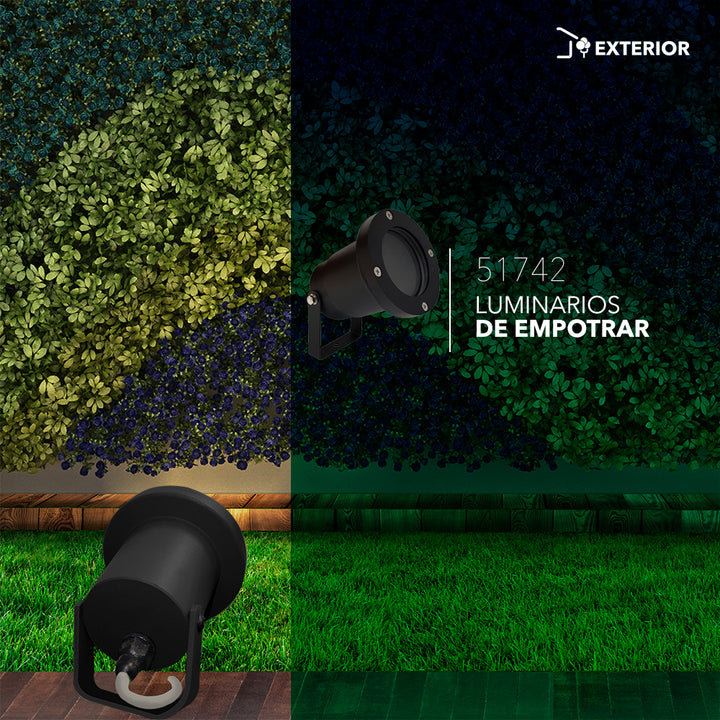 Luminario de jardín con base GU10 acabado negro fabricado de aluminio con cristal templado de Philco