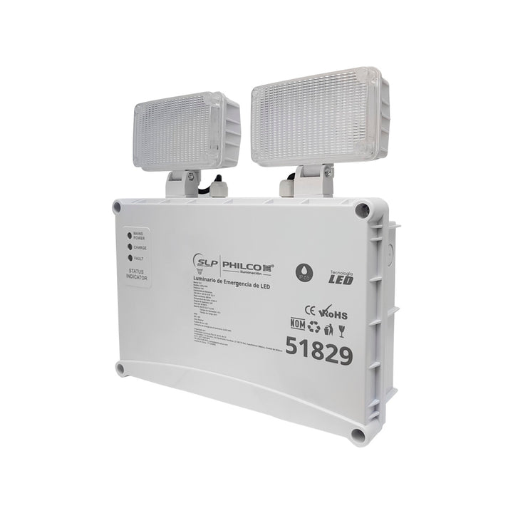 Luminario LED de emergencia dirigible blanco 6W 120° 100-240V 3 horas de autonomía para exterior IP65, color de luz frío (6500K) de Philco