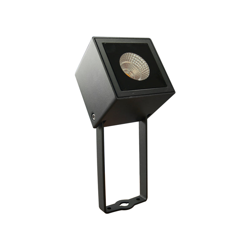 Luminario LED cuadrado con estaca y braquet incluidos para jardín 10W 38° 90-265V IP54, color de luz neutro cálido (3000K) acabado negro de Philco