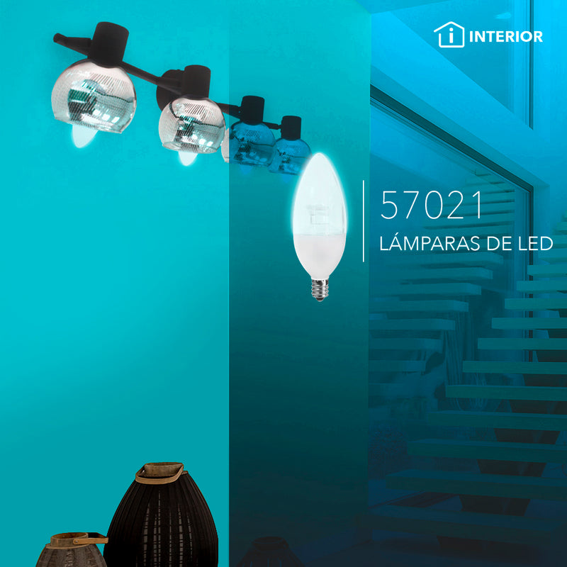 Foco LED tipo vela 4W E12 100-240V, opción color de luz neutro cálido (3000K) o frío (6500K), acabado transparente de Philco