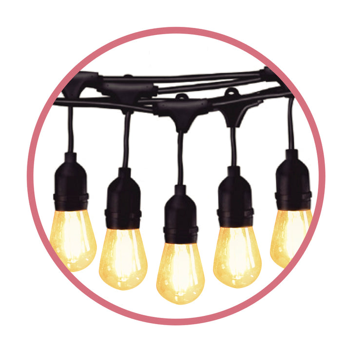 Guirnalda 5m para exteriores con 5 sockets incluye bulbos LED vintage, interconectable de Philco