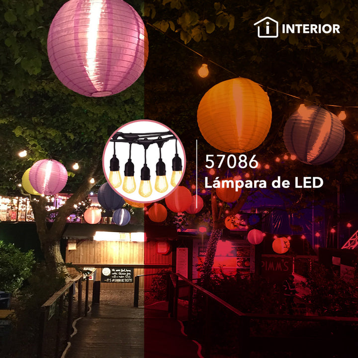 Guirnalda 5m para exteriores con 5 sockets incluye bulbos LED vintage, interconectable de Philco