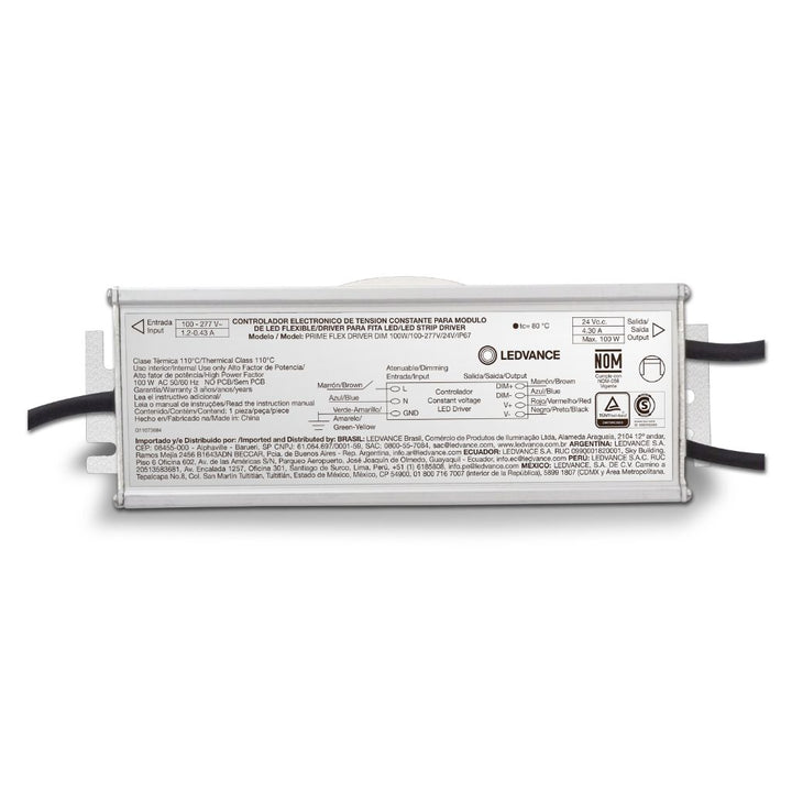 Driver PRIMEFLEX 100W 24Vcc Atenuable 0-10V 100-277Vca para exteriores IP67 marca Ledvance