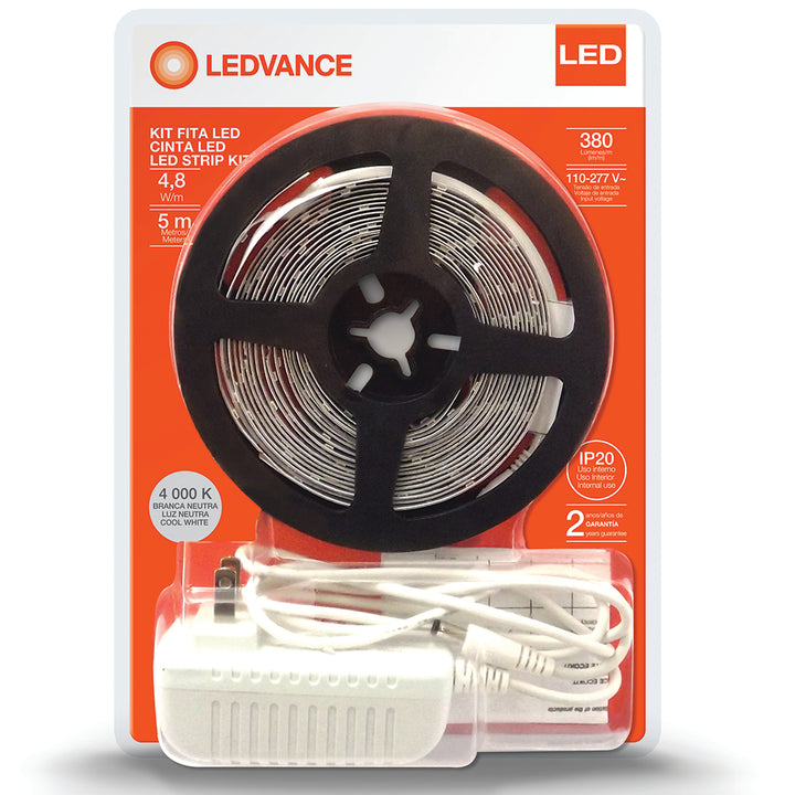 Kit Tira LED ECOKIT 4.8W/m para interiores rollo de 5m 100-277V listo para conectarse marca Ledvance