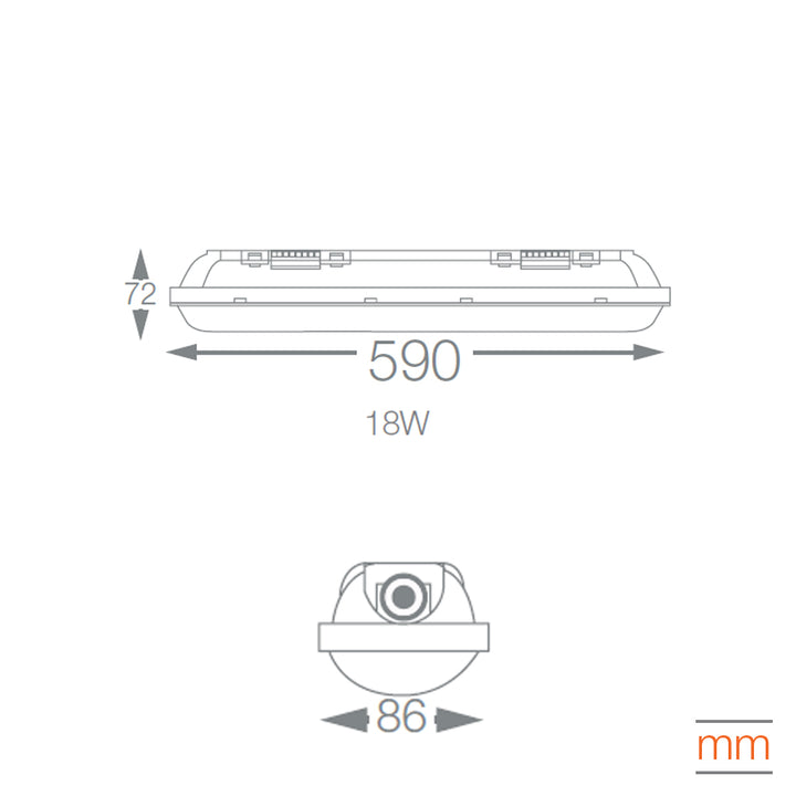 Luminario Damp Proof LED (Hermético) 18W 60cm IP65 luz neutra (4000K) o fría (6500K) de Ledvance