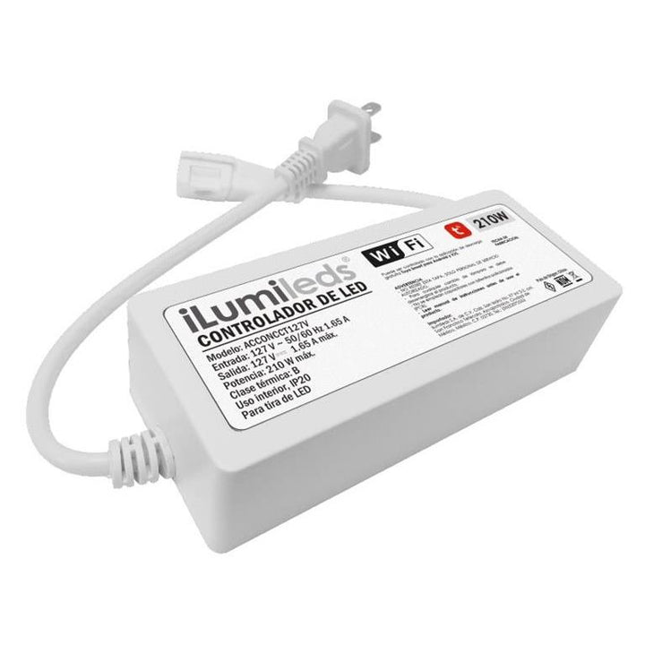 Fuente de alimentación con control WiFi para app TUYA para tira LED NONWIRE ACTL2835CCT120R, atenua y cambia la temperatura de color, 210W, entrada 127V para interiores de iLumileds