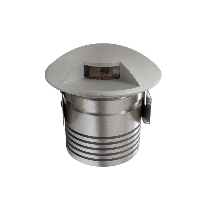 Luminario AFRA para empotrar en piso con doble salida de luz 3w color de luz neutro cálido incluye housing, acabado aluminio pulido IK08 de Auro