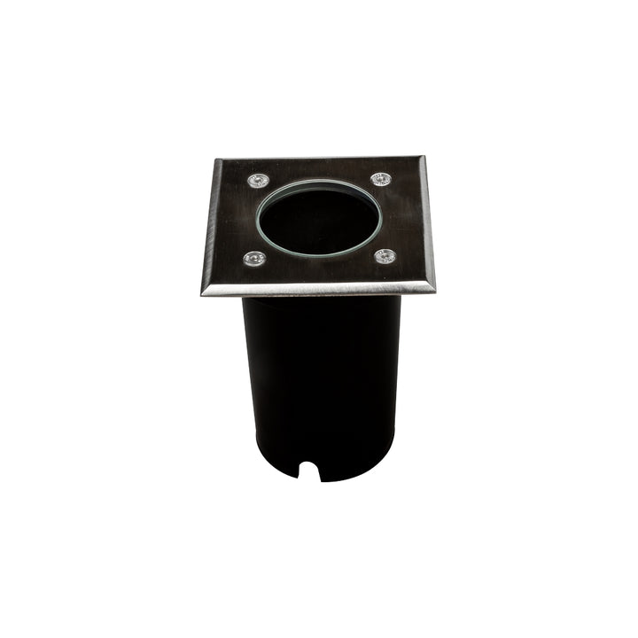 Luminario ABA para empotrar en piso con tapa cuadrada en acero inoxidable para lámpra MR16 GU10 (housing incluido) de Auro