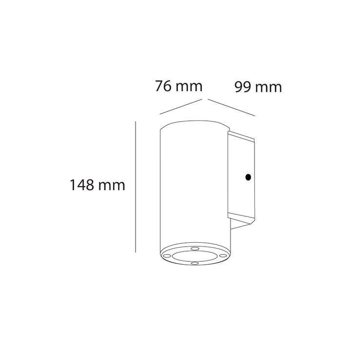 Luminario cilíndrico DOLI para foco MR16 GU10 acabado negro o blanco de Auro