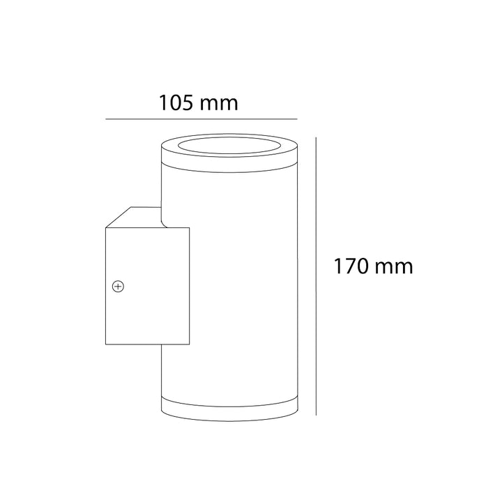 Luminario cilíndrico GAIA 17cm bidireccional para foco MR16 GU10 acabado gris de Auro