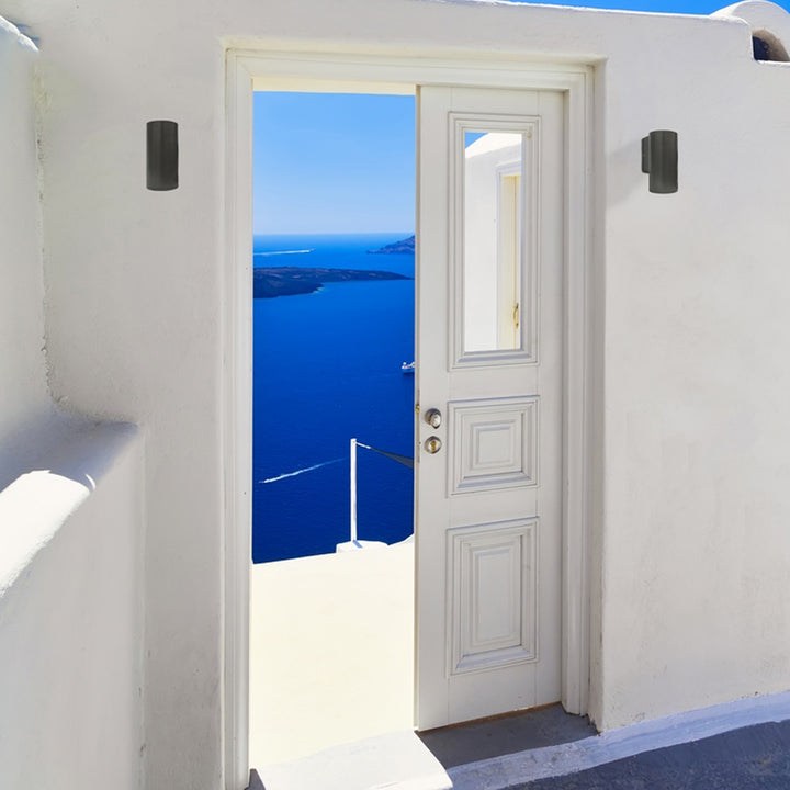 Luminario cilíndrico DOLI bidireccional para foco MR16 GU10 acabado negro o blanco de Auro