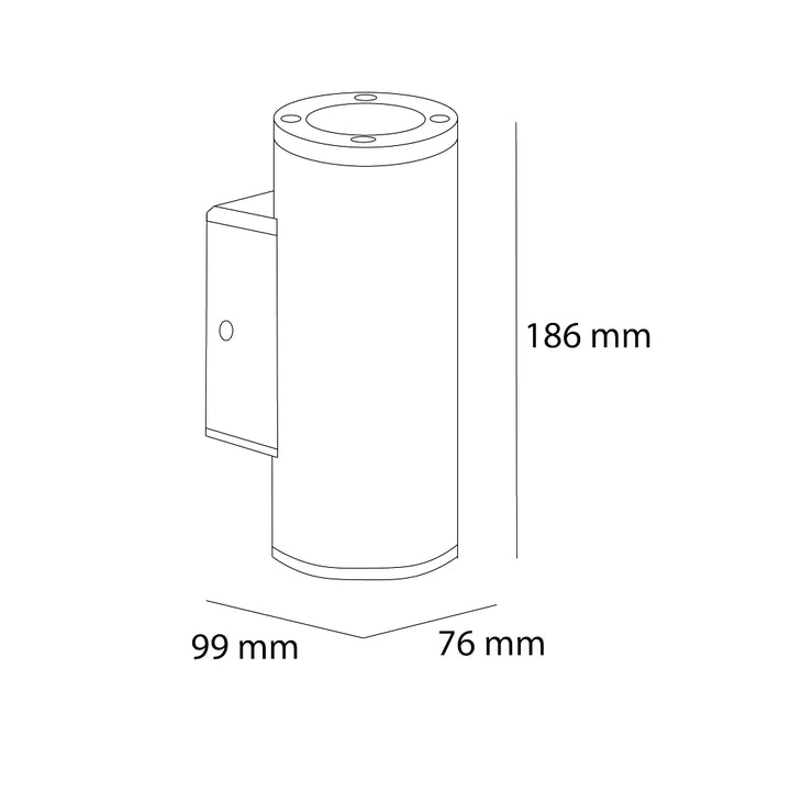Luminario cilíndrico DOLI bidireccional para foco MR16 GU10 acabado negro o blanco de Auro